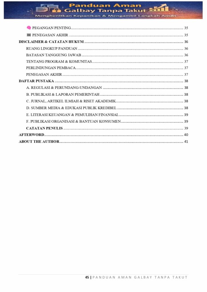 Daftar Isi Ebook Panduan Aman Galbay Tanpa Takut